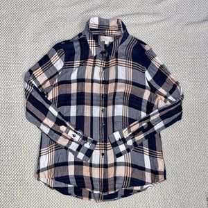Olive & Oak Blue Plaid Flannel Size M